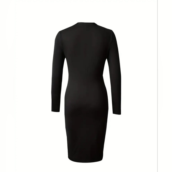 Sleek Black Distressed Sexy Bodycon Dress - Picture 3 of 4